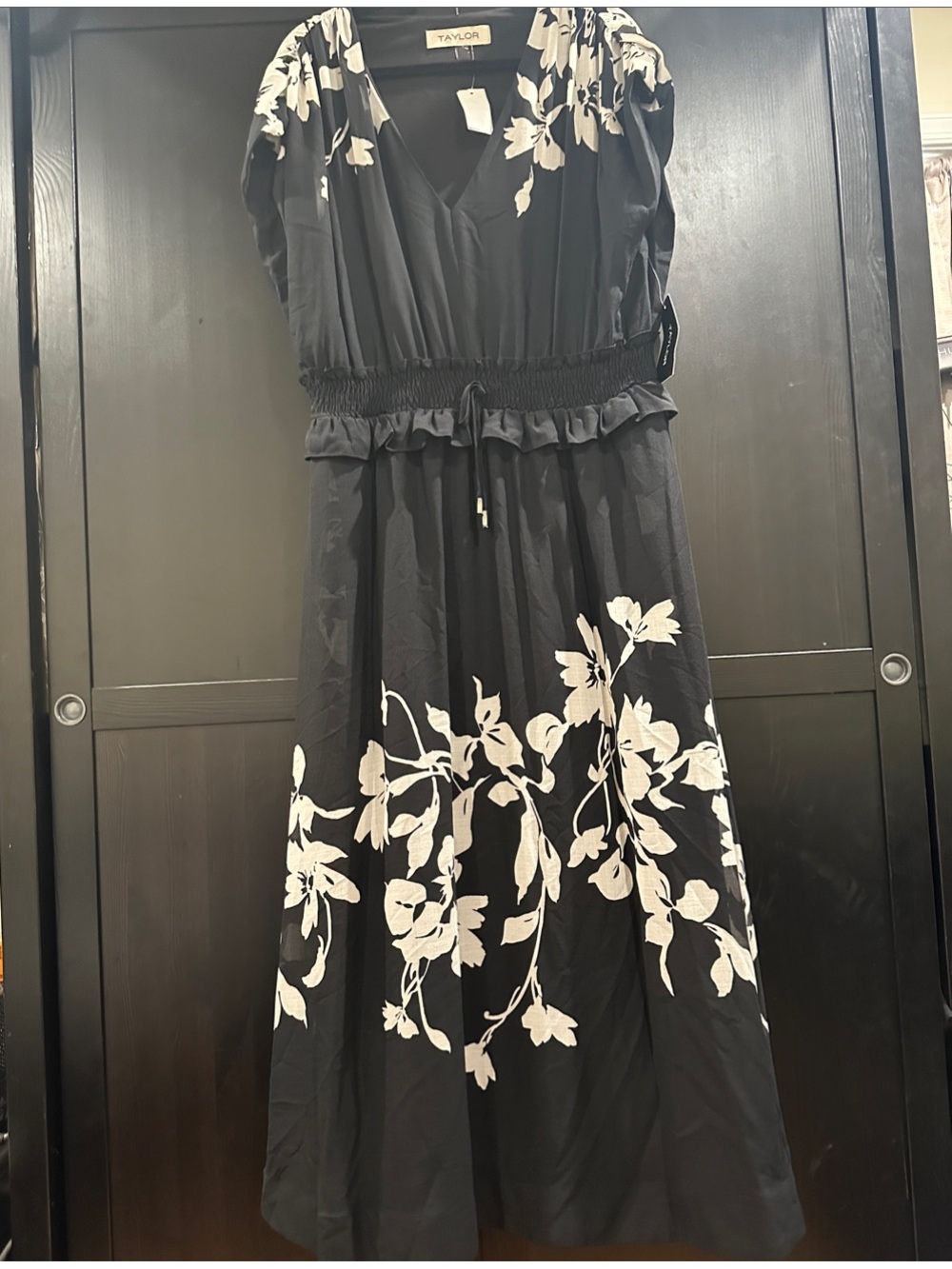 Taylor Black Maxi Dress with White Floral Print